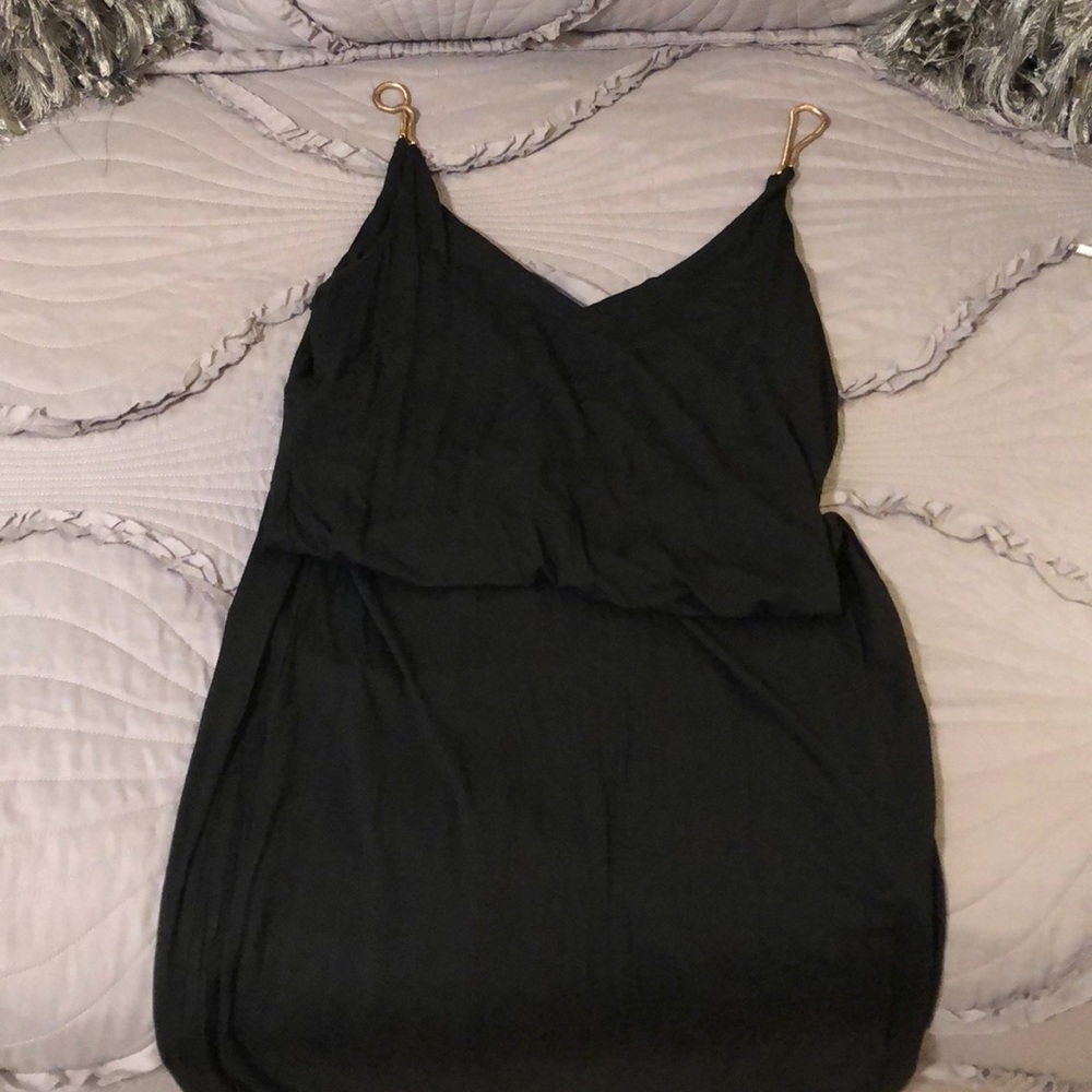 H&M black dress with gold straps